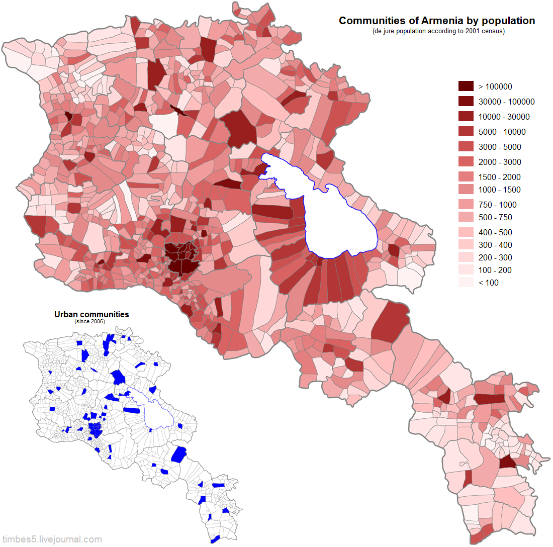 Карта армении плотность населения